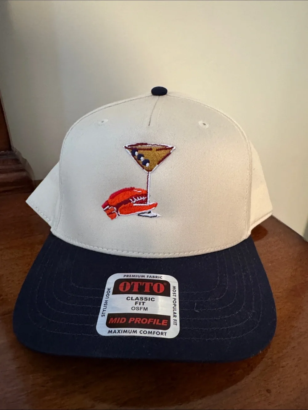 Two-Tone Martini & Seafood Embroidered Cap